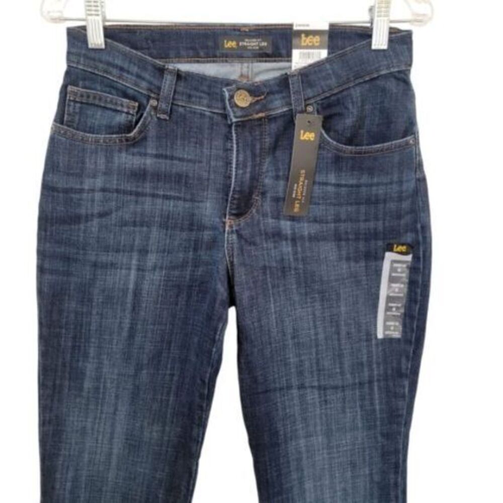 Lee Bewitched 5 Pocket Straight Leg Dark‎ Wash Denim Jeans Size 6 NWT Tapered - Picture 4 of 16